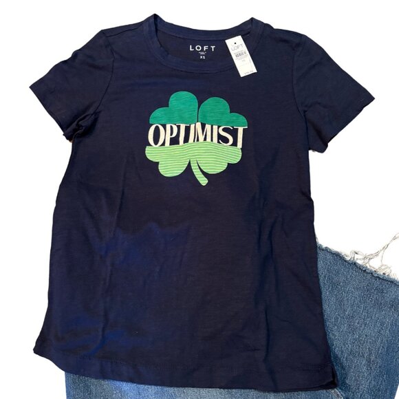 NWT - LOFT Optimist Clover Everyday Crew Tee - Picture 3 of 5